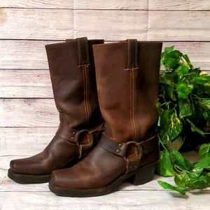 FRYE Distressed Brown Harnness Boot